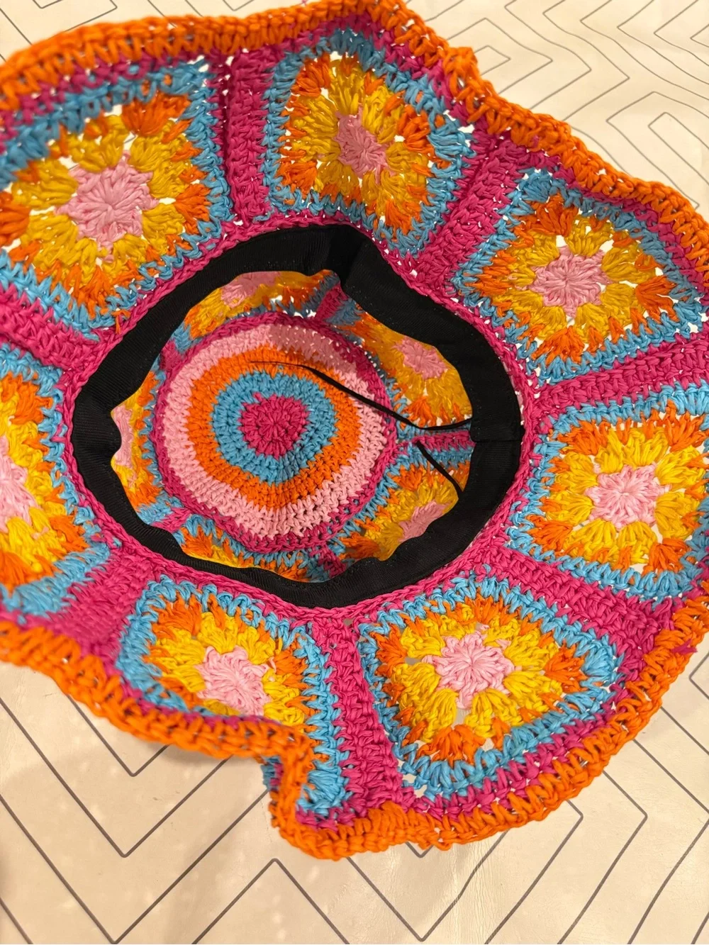Colorful Straw Crochet Bucket Hat